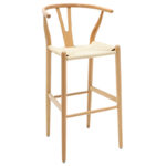 Bar stool Sandra wood-rope natural