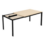 Extento extendable table in natural color with black metal legs 120-180x74x75cm - Image 3