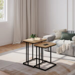 Dunest side tables in natural shade-black metal legs 54x40x60cm