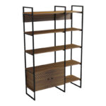 Rhombo bookcase walnut-black 120x35x180cm - Image 5