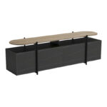 Medousa sonoma TV cabinet with black marble finish 160x35.5x50cm - Image 5