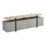 Medousa sonoma TV cabinet with grey-beige marble finish 160x35.5x50cm - Image 5