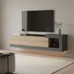 Wall-mounted TV cabinet Flato sonoma-anthracite 150x29.5x38.5cm