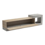 Wall-mounted TV cabinet Flato sonoma-gray beige marble look 150x29.5x38.5cm - Image 2