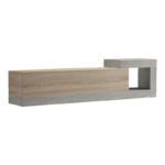 Wall-mounted TV cabinet Flato sonoma-gray beige marble look 150x29.5x38.5cm - Image 3