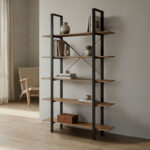 Bookcase-Shelf Loftie sonoma-black metal 126x28x165cm