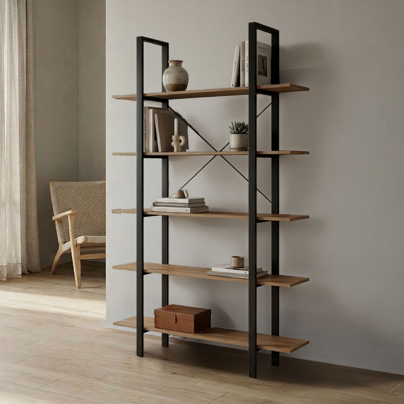 230-000150 Bookcase-Shelf Loftie sonoma-black metal 126x28x165cm - Image 1