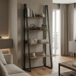 Alfa sonoma bookcase-shelf-black metal 75x36x185cm