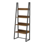 Alfa walnut bookcase-shelf-black metal 75x36x185cm - Image 4