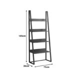 Alfa walnut bookcase-shelf-black metal 75x36x185cm - Image 6