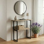 Solain console sonoma-black metal 79x29x85cm