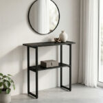 Console Solain black marble effect-black metal 79x29x85cm