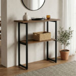Console Solain walnut-black metal 79x29x85cm