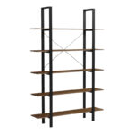 Bookcase-Shelf Varous walnut-black metal 120x28x180cm - Image 2