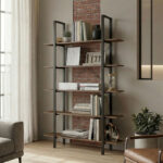 Bookcase-Shelf Varous walnut-black metal 120x28x180cm