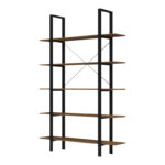 Bookcase-Shelf Varous walnut-black metal 120x28x180cm - Image 4