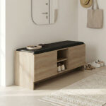 Shoe rack-stool Zulla sonoma-black 110x37x43cm