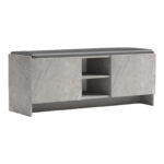 Shoe rack-stool Zulla gray beige marble effect-black 110x37x43cm - Image 3