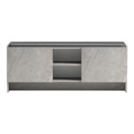 Shoe rack-stool Zulla gray beige marble effect-black 110x37x43cm - Image 4