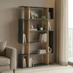Mito anthracite-sonoma bookcase 108.5x25x161cm