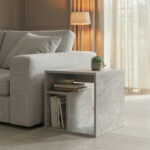 Doublo side table grey beige marble look 40x35x40cm