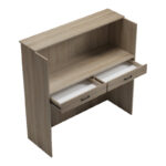 Optima reception desk with LED sonoma-white marlbew look 110x40x110cm - Image 2