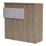 Optima reception desk with LED sonoma-white marlbew look 110x40x110cm - Image 4