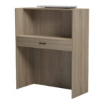 Reception desk Zowel with LED sonoma-white marble look 90x40x110cm - Image 3