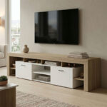 Liner TV cabinet sonoma-white 210x40x50cm