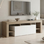 Liner TV cabinet sonoma-white 150x40x50cm