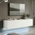 Wall-mounted TV cabinet with led Rival white 120x35x30cm