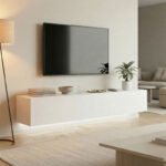 Wall-mounted TV cabinet with led Rival white 180x35x30cm