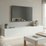 Wall-mounted TV cabinet with led Rival white 210x35x30cm