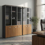 Professional office cabinets Oscar walnut-anthracite 200x40x200cm