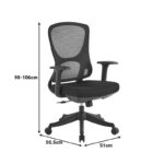 Litulo office chair mesh fabric in black 51x50.5x98/106cm - Image 5