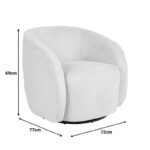 Barrelo swivel armchair dusty rose fabric 77x72x69cm - Image 5