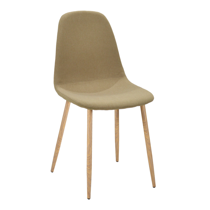 270-000059 Dining chair Bella beige fabric and natural color metal leg 43.5x52x89cm - Image 1