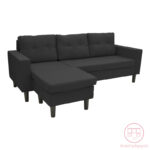 Reversible corner sofa Maneli fabric black 196x138/77x82cm - Image 2
