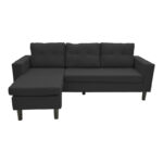 Reversible corner sofa Maneli fabric black 196x138/77x82cm - Image 3