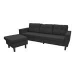 Reversible corner sofa Maneli fabric black 196x138/77x82cm - Image 4