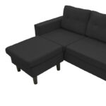 Reversible corner sofa Maneli fabric black 196x138/77x82cm - Image 5