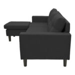 Reversible corner sofa Maneli fabric black 196x138/77x82cm - Image 6