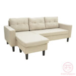Reversible corner sofa Maneli beige fabric 196x138/77x82cm - Image 2