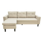 Reversible corner sofa Maneli beige fabric 196x138/77x82cm - Image 3