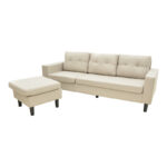 Reversible corner sofa Maneli beige fabric 196x138/77x82cm - Image 4