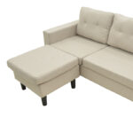 Reversible corner sofa Maneli beige fabric 196x138/77x82cm - Image 5