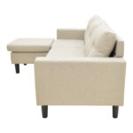 Reversible corner sofa Maneli beige fabric 196x138/77x82cm - Image 6