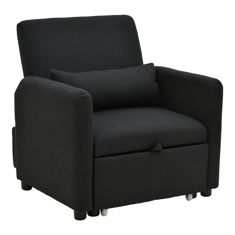 272-000006 Armchair-bed Flexa fabric black 85x92x84cm - Image 1