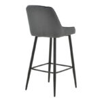 Bar stool Deppy velvet dark grey- black metal 43x54x102cm - Image 2