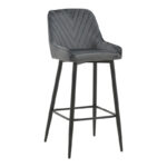 Bar stool Deppy velvet dark grey- black metal 43x54x102cm